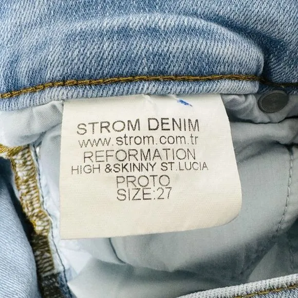Reformation High &amp; Skinny St. Lucia Jeans Size 27 Light Wash Strom Denim
