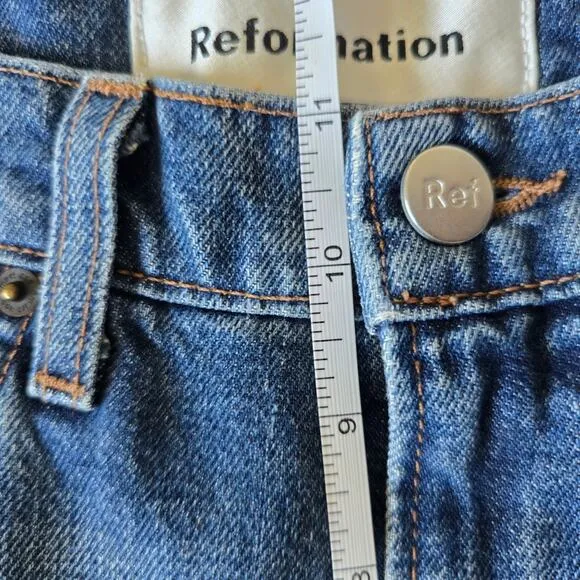Reformation Julia High-rise Cigarette Slim Fit Ankle Jeans Baltic Blue Size 25