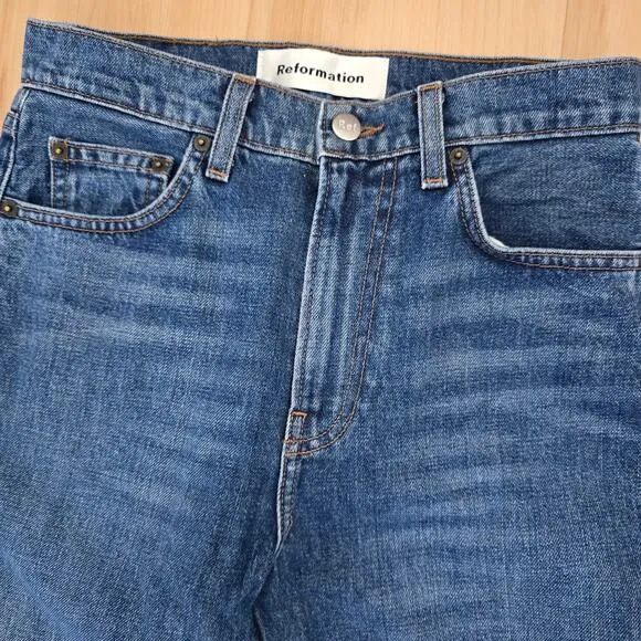 Reformation Julia High-rise Cigarette Slim Fit Ankle Jeans Baltic Blue Size 25