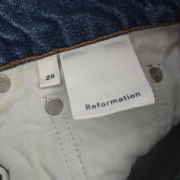 Reformation Julia High-rise Cigarette Slim Fit Ankle Jeans Baltic Blue Size 25