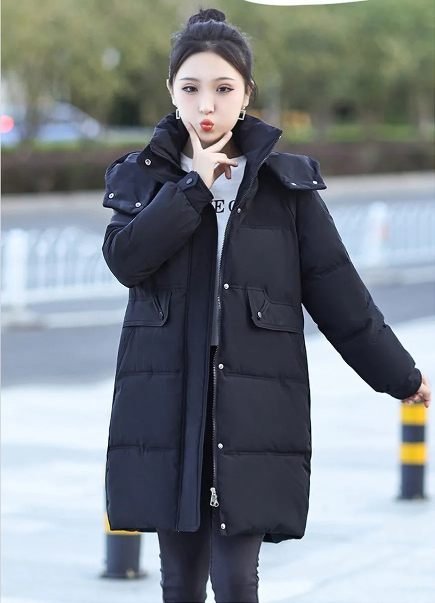 Relaxed-fit Oversized Puffer Coat with Windproof and Water-resistant Features