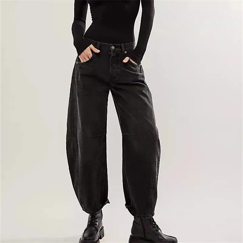 Retro Curve Barrel Jeans - Black Edition
