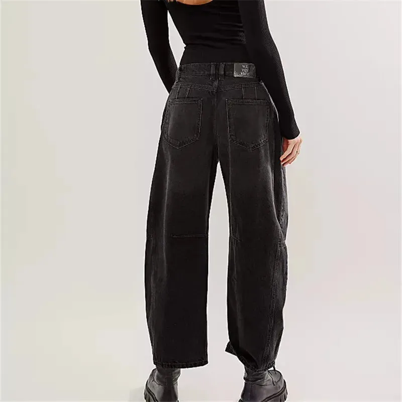Retro Curve Barrel Jeans - Black Edition