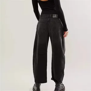 Retro Curve Barrel Jeans - Black Edition