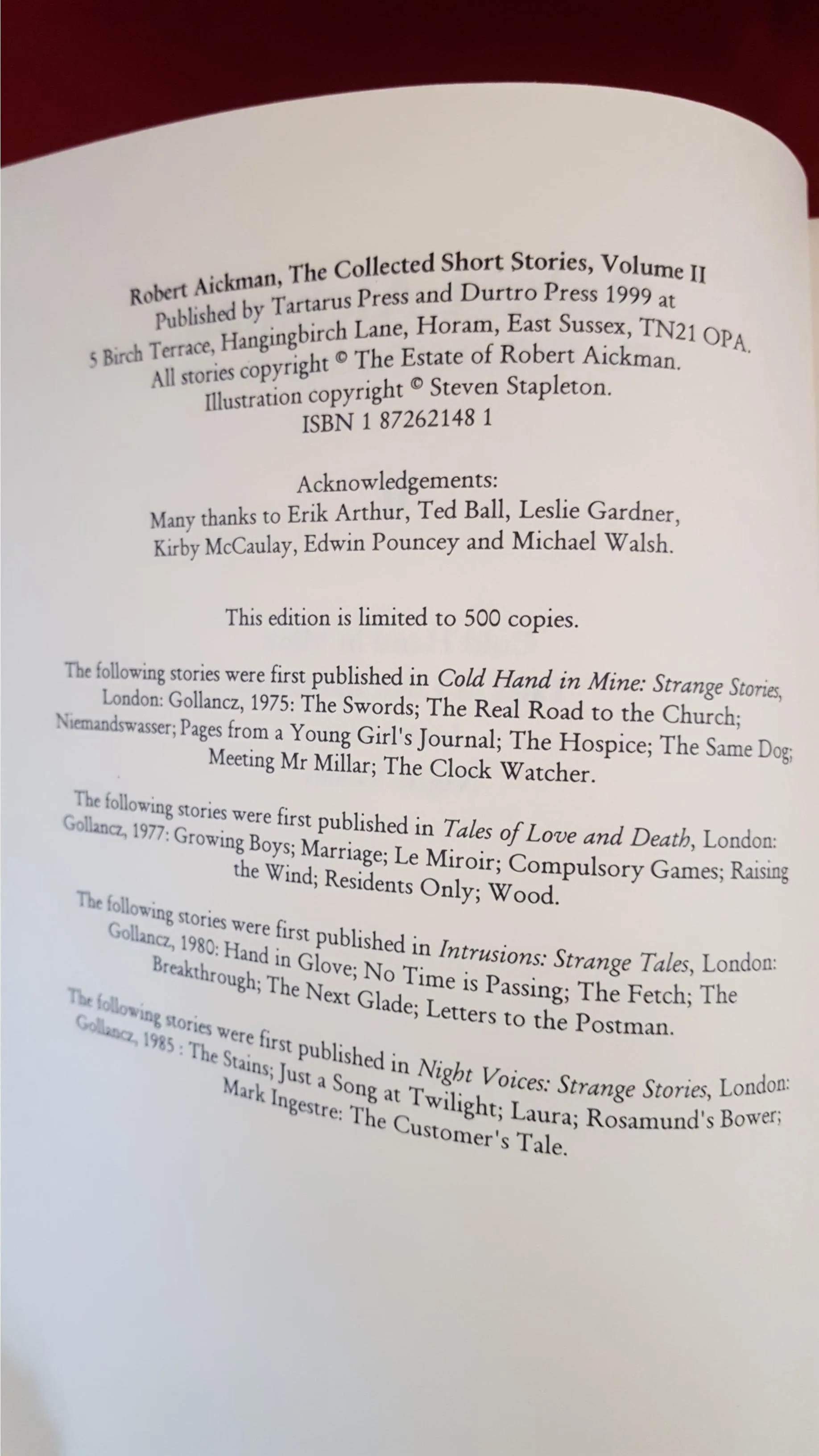 Robert Aickman - The Collected Strange Stories I & II, Tartarus, 1999, 1st, Limited