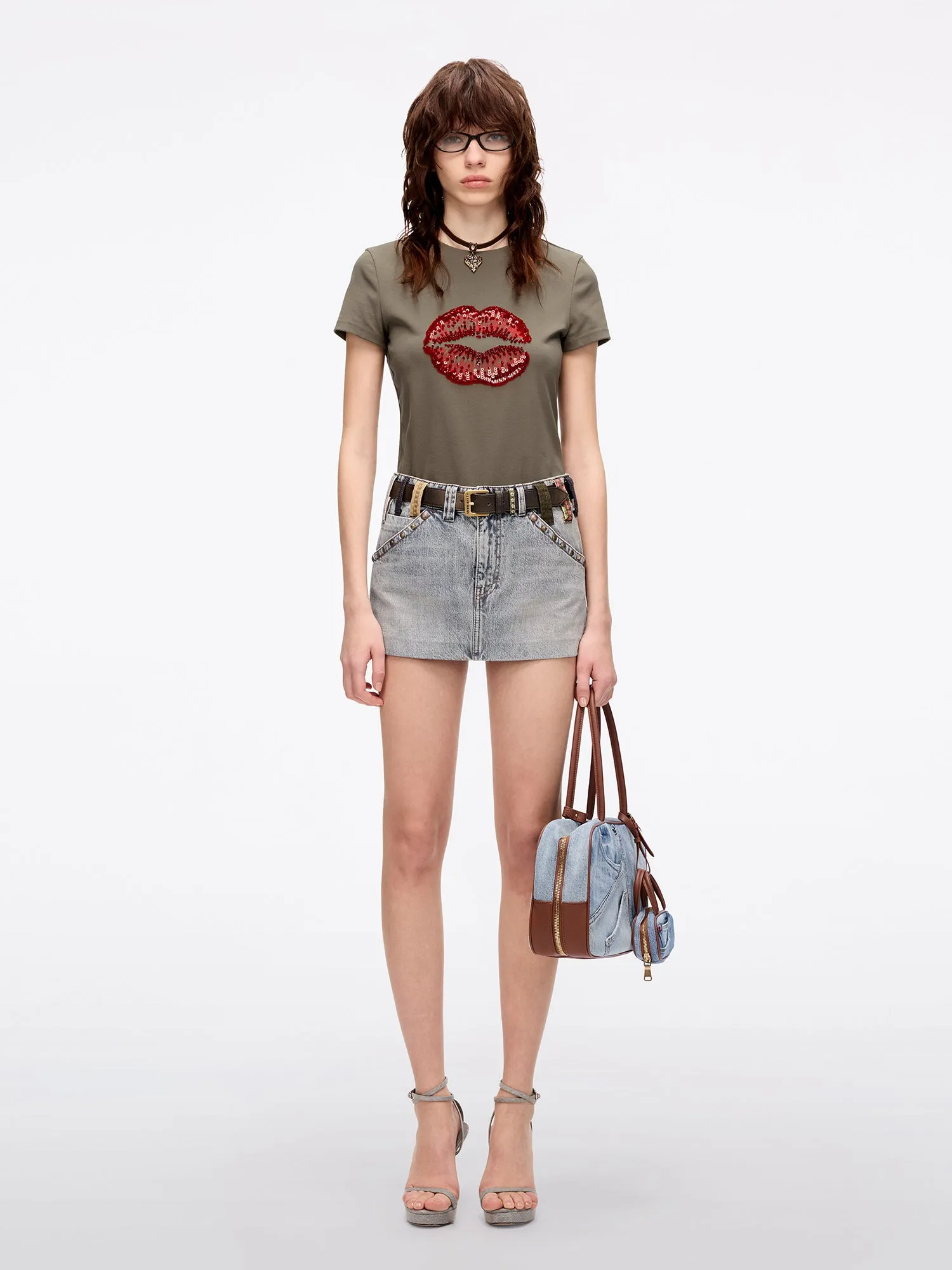 Round Neck Lip Print T-Shirt