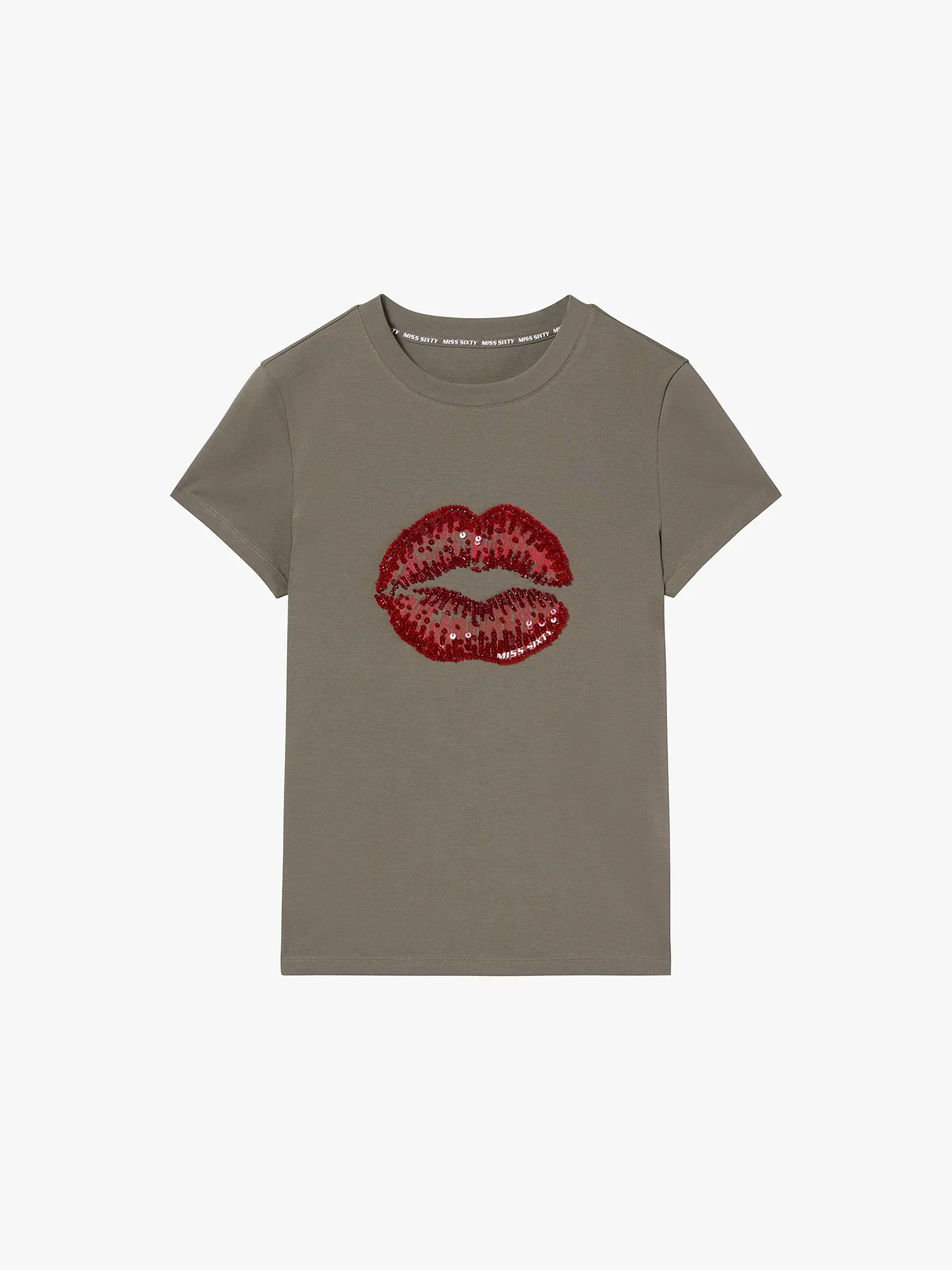 Round Neck Lip Print T-Shirt