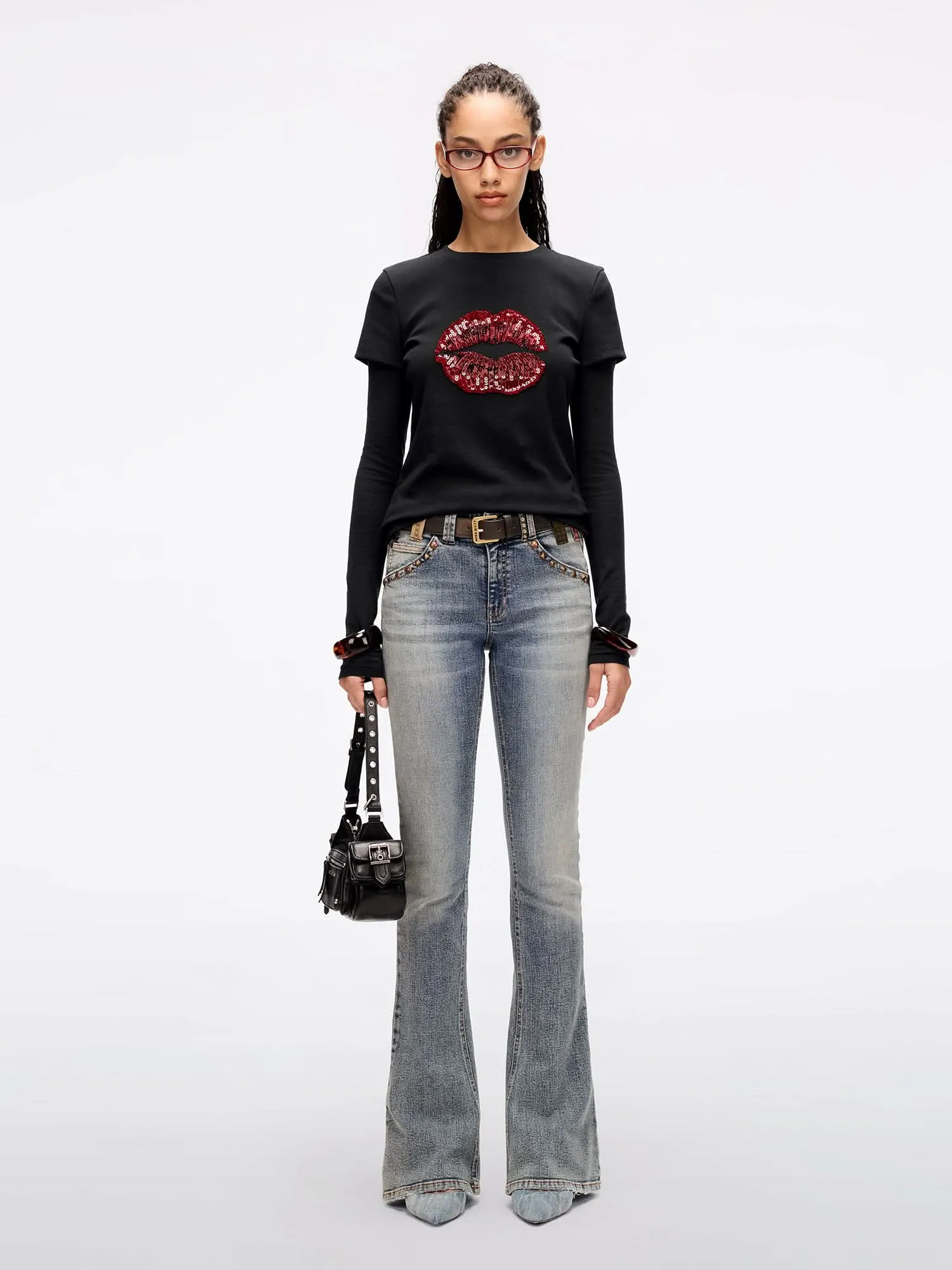 Round Neck Lip Print T-Shirt