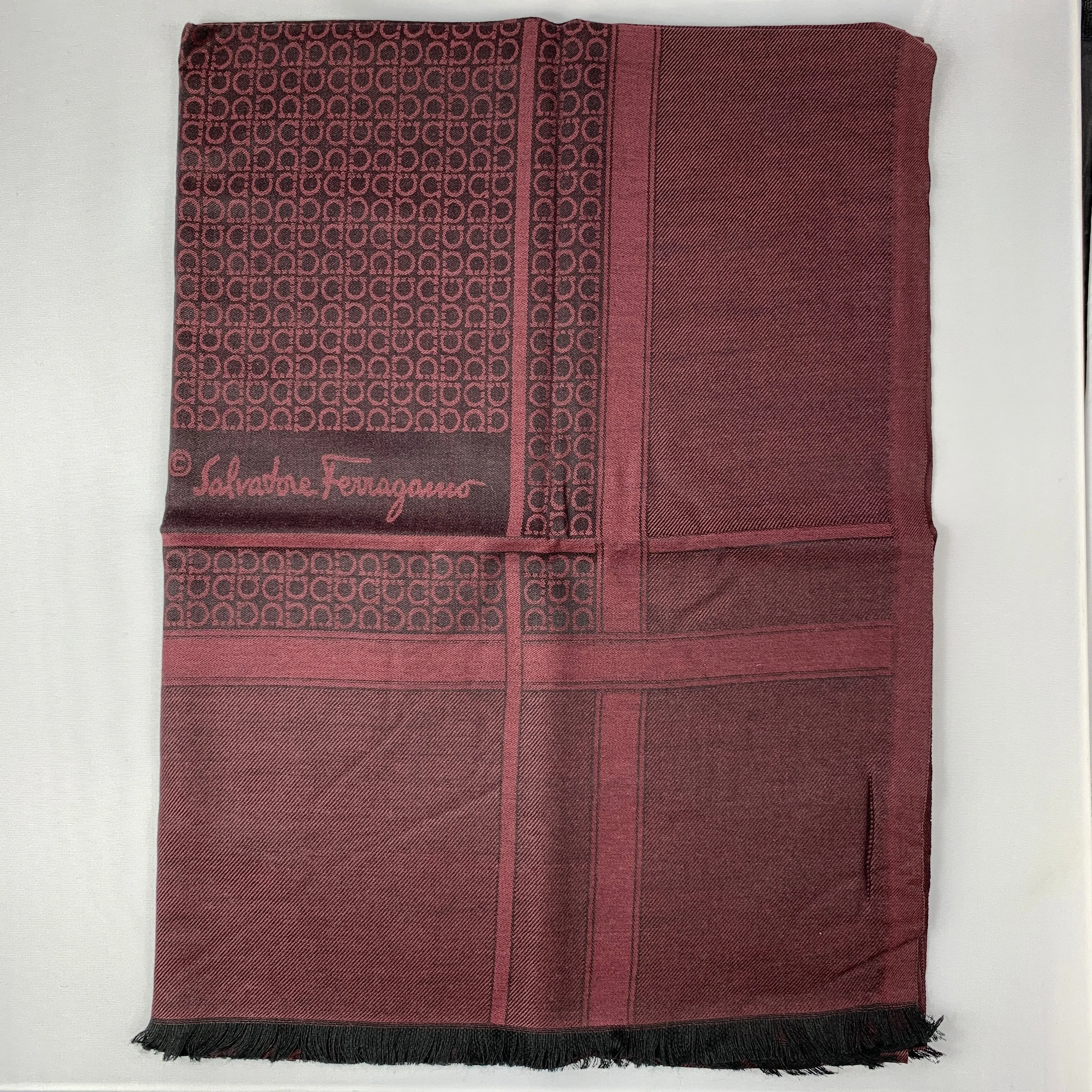 Salvatore Ferragamo Torres Scarf in Black Cherry
