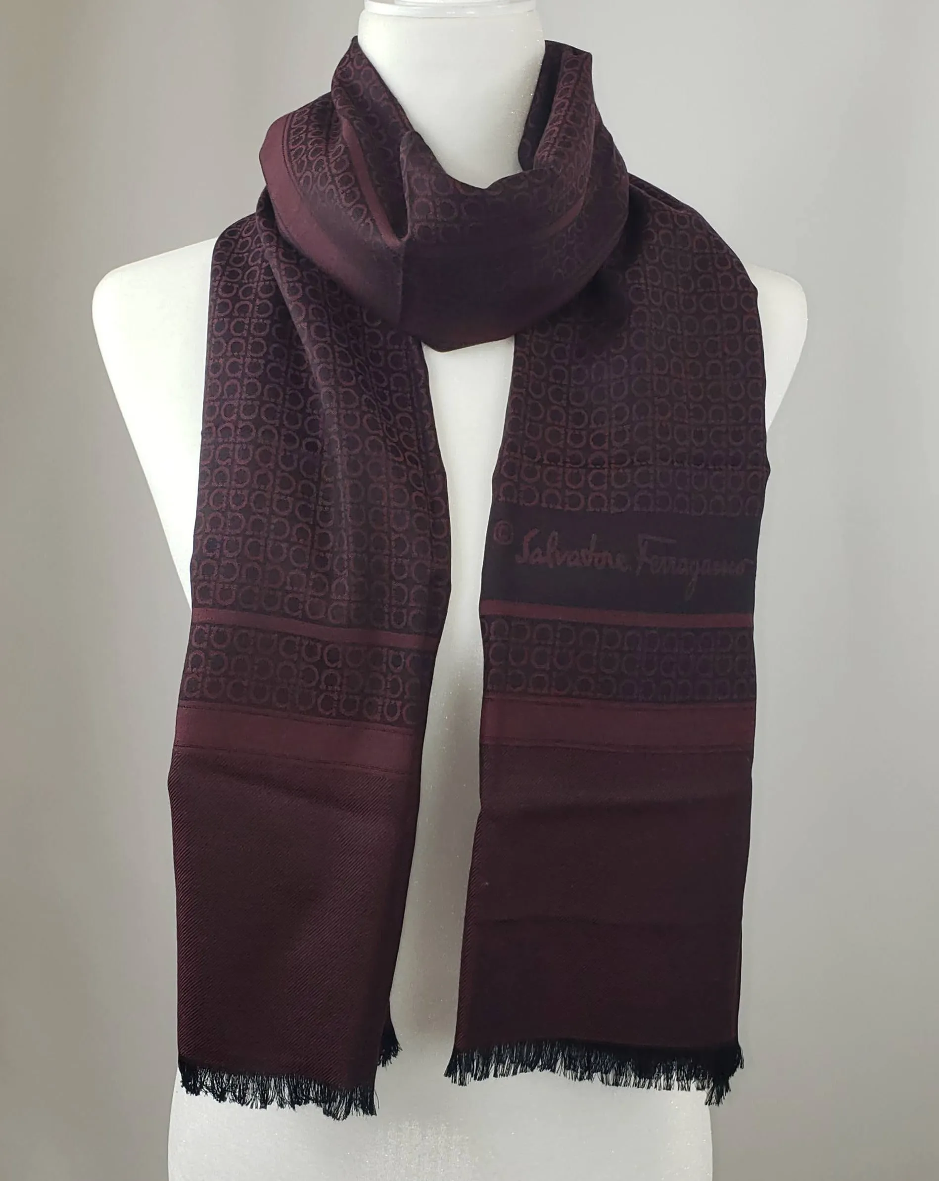 Salvatore Ferragamo Torres Scarf in Black Cherry