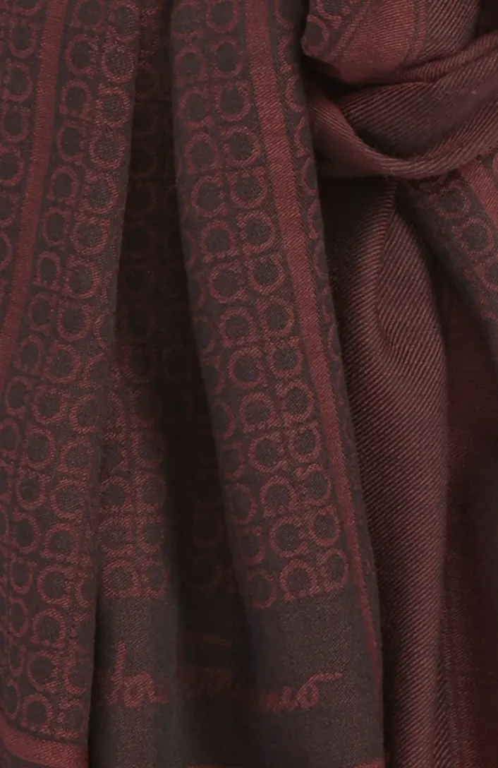 Salvatore Ferragamo Torres Scarf in Black Cherry