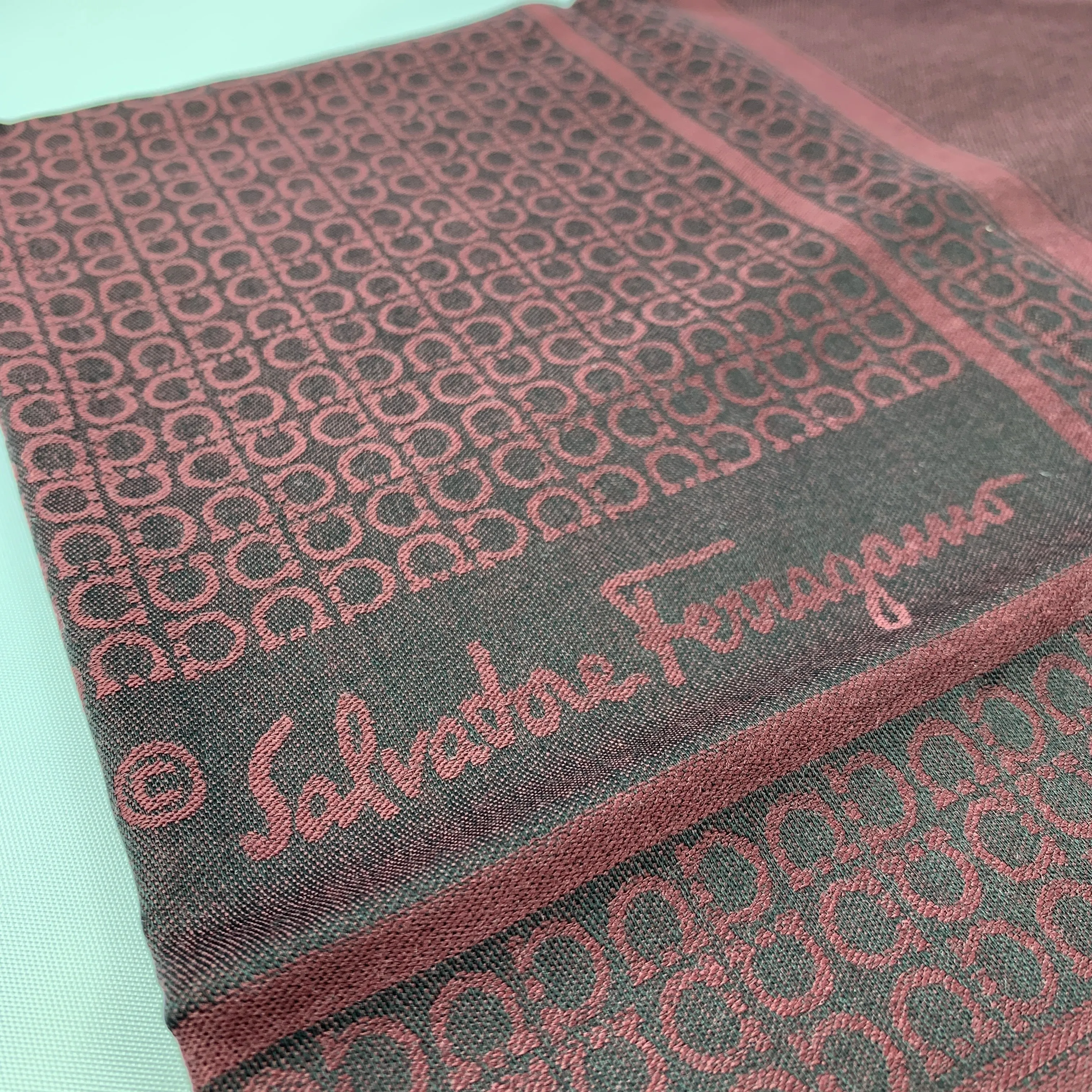 Salvatore Ferragamo Torres Scarf in Black Cherry