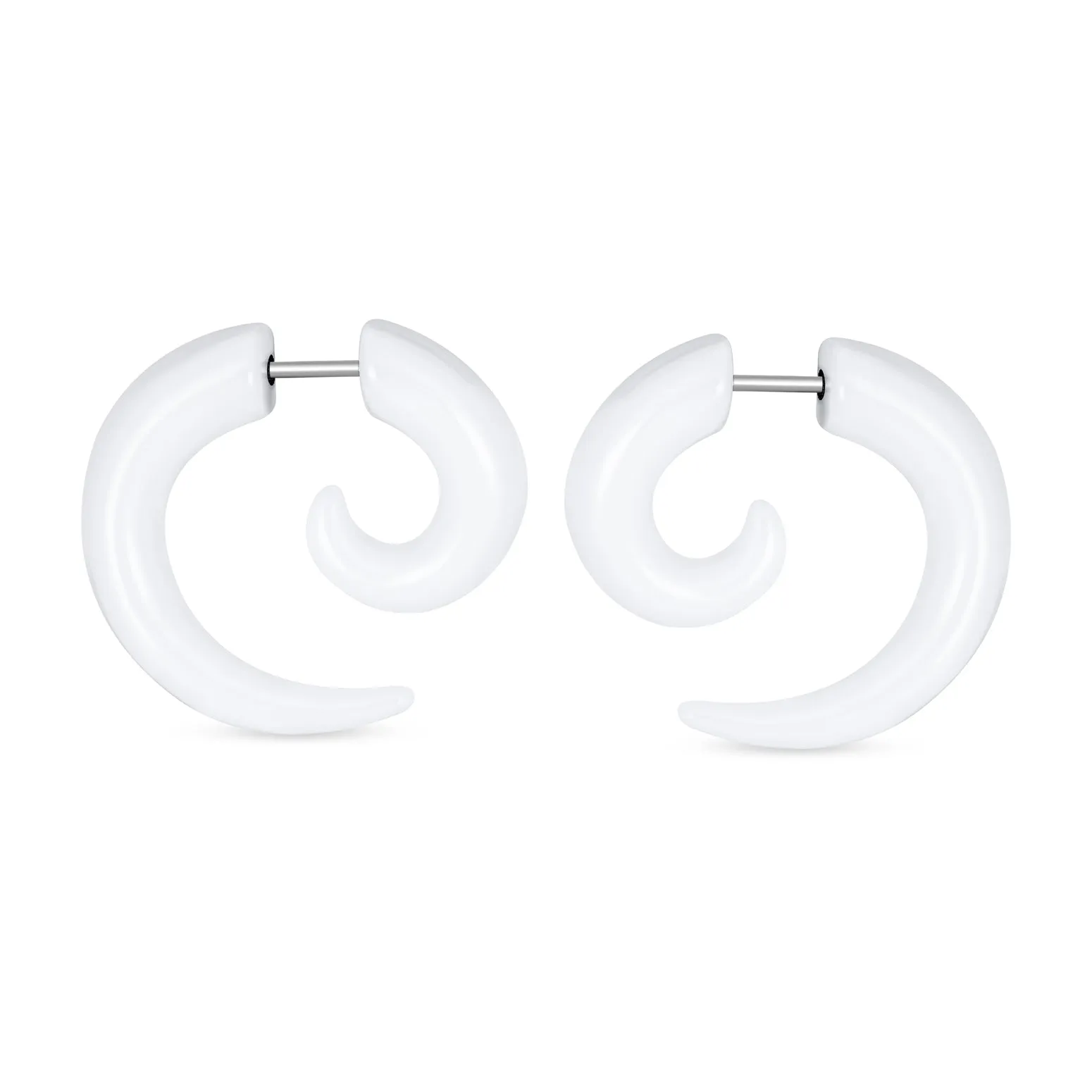 Set of 2 Unisex Black White Spiral Tribal Ear Plug Taper Earrings Set