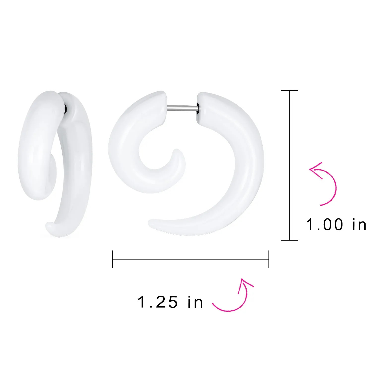 Set of 2 Unisex Black White Spiral Tribal Ear Plug Taper Earrings Set