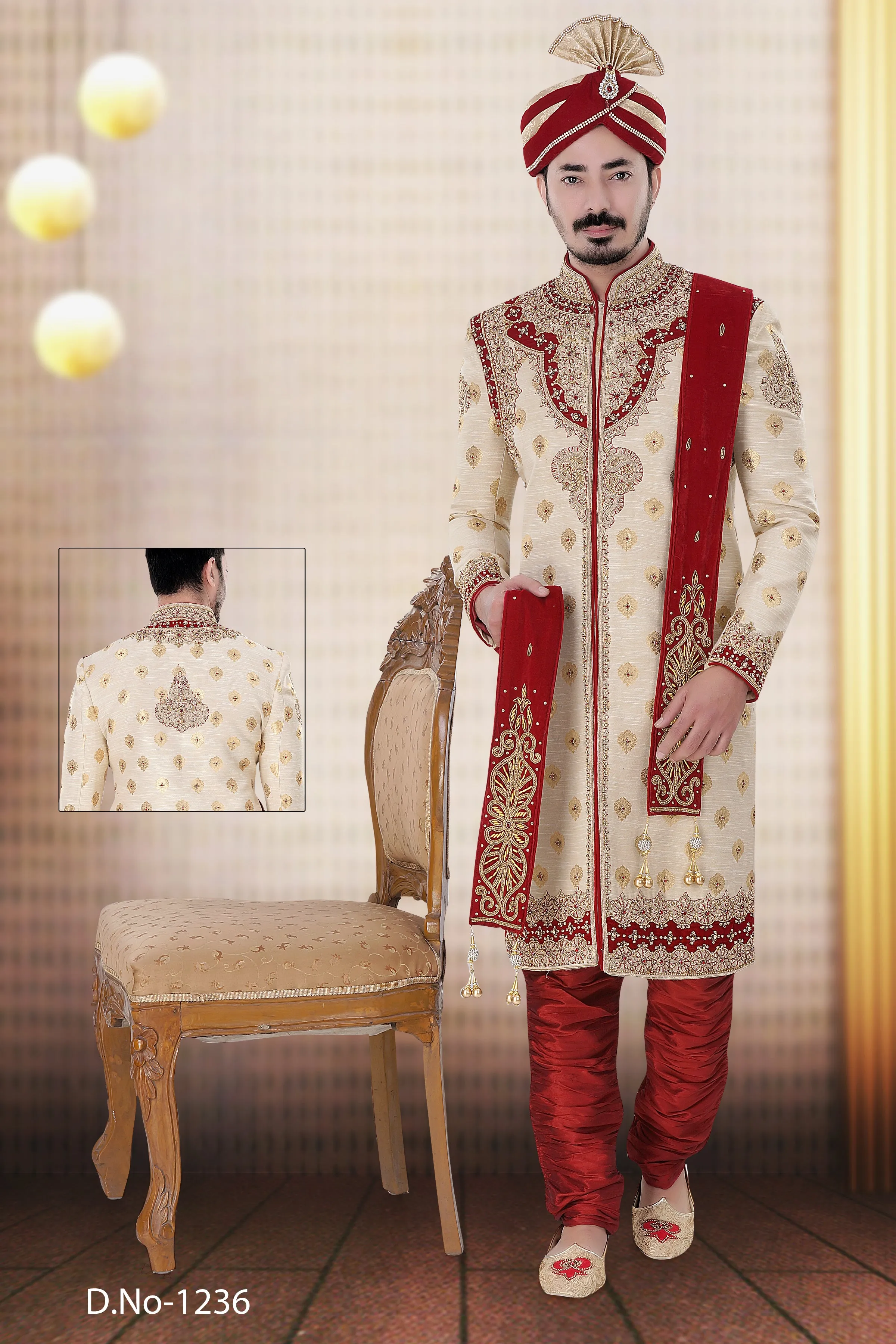 Sherwani (Custom Tailored) - (D.No.-1236)