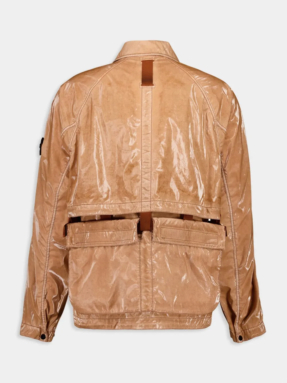 Sienna Brown Glossy Cotton Utility Jacket