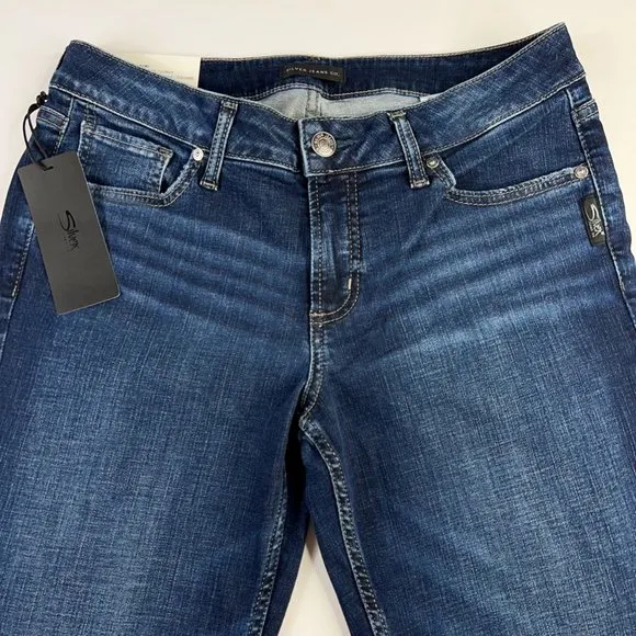 Silver Jeans Womens Suki Slim Boot Cut Mid Rise Curvy Pockets Indigo Blue 31 New
