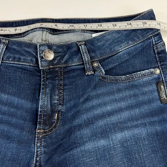 Silver Jeans Womens Suki Slim Boot Cut Mid Rise Curvy Pockets Indigo Blue 31 New