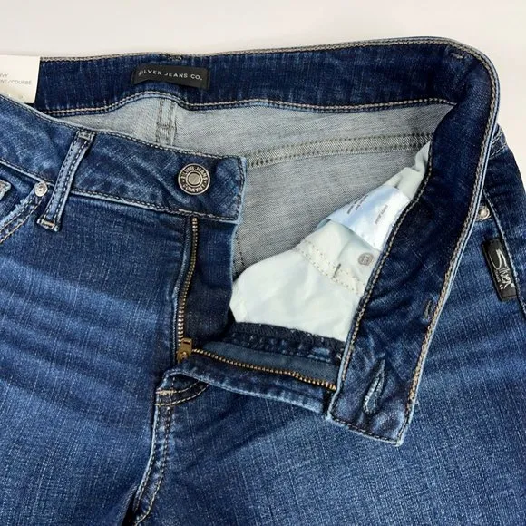 Silver Jeans Womens Suki Slim Boot Cut Mid Rise Curvy Pockets Indigo Blue 31 New