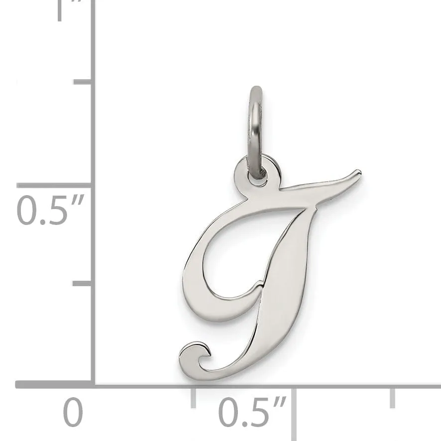 Silver Small Fancy Script Initial T Charm