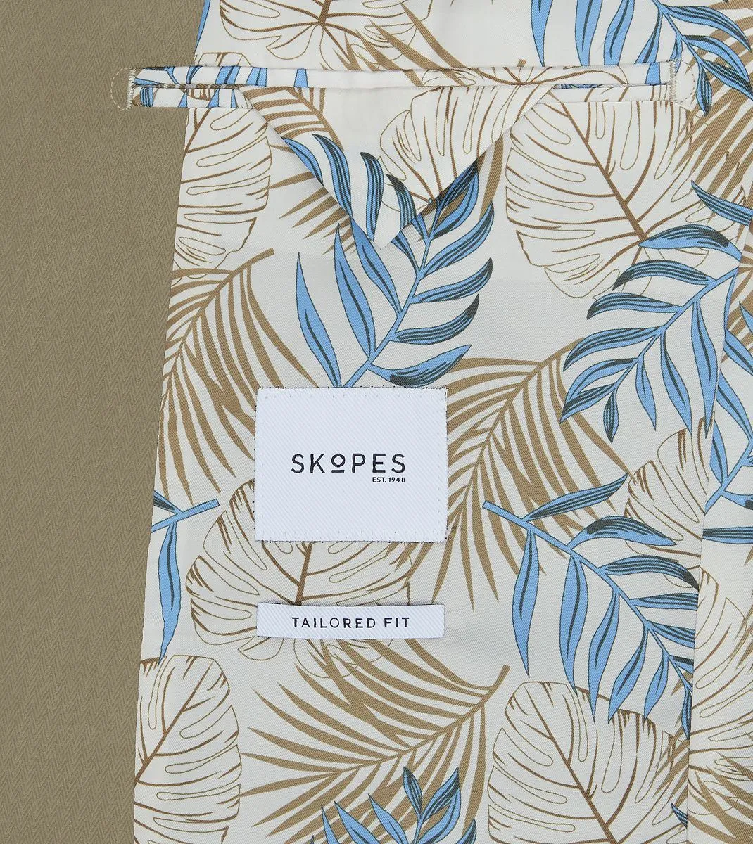 Skopes Tailored Fit Padua Jacket For Men in Sand Beige Herringbone, 36S-62L