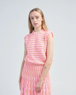 sleeveless structured top in zellige stitch