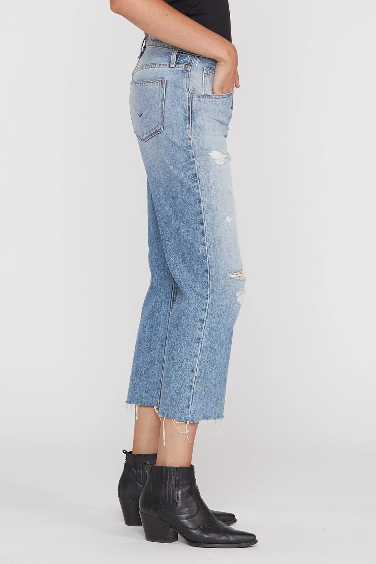 Sloane Extreme Baggy Crop Jean - Studded Tour