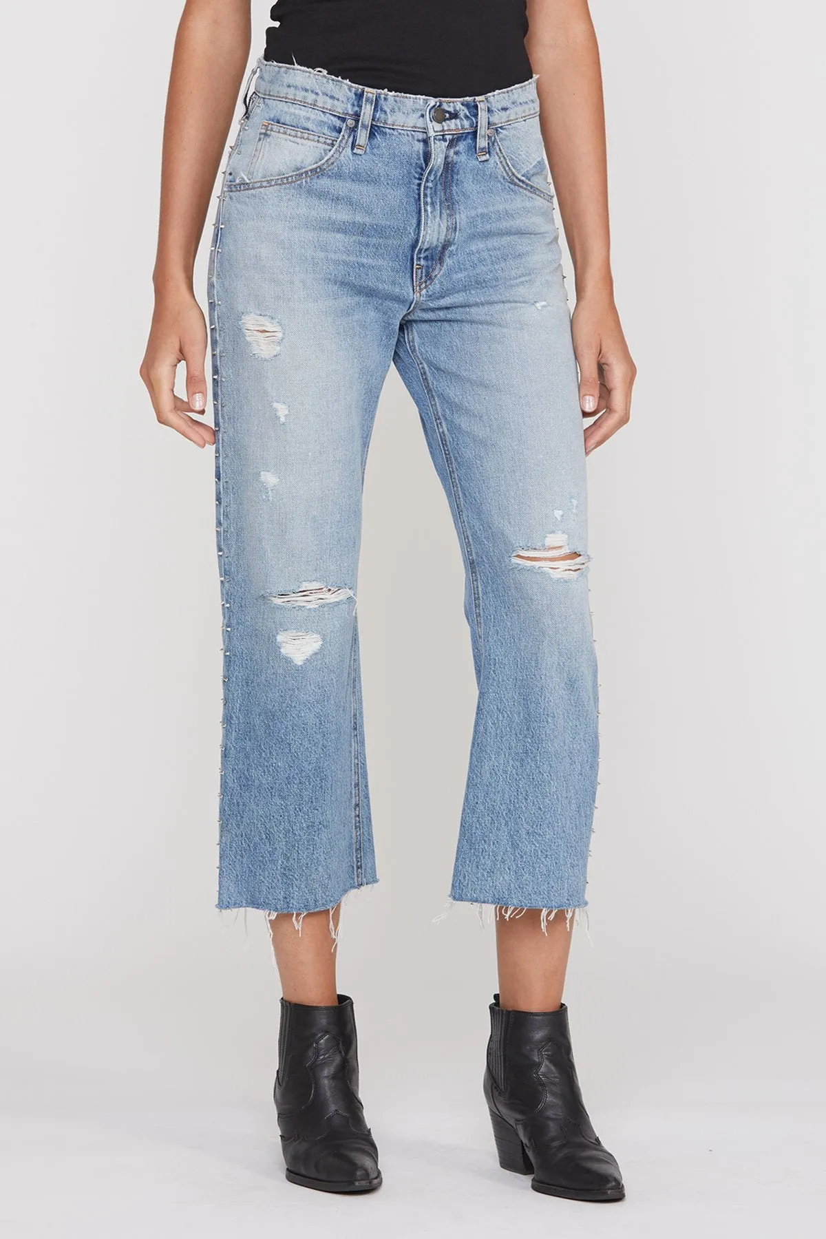 Sloane Extreme Baggy Crop Jean - Studded Tour