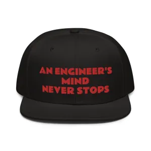 Snapback Hat "2052-0071 An Engineer's Mind Never Stops (Red Logo)"