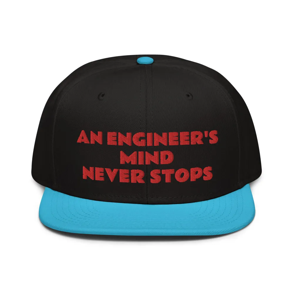 Snapback Hat "2052-0071 An Engineer's Mind Never Stops (Red Logo)"
