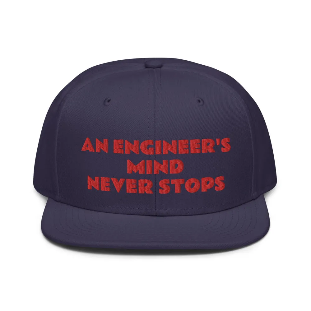 Snapback Hat "2052-0071 An Engineer's Mind Never Stops (Red Logo)"