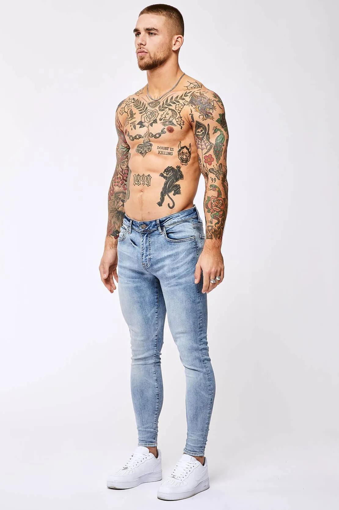 SPRAY-ON JEANS - LIGHT BLUE OVERDYE
