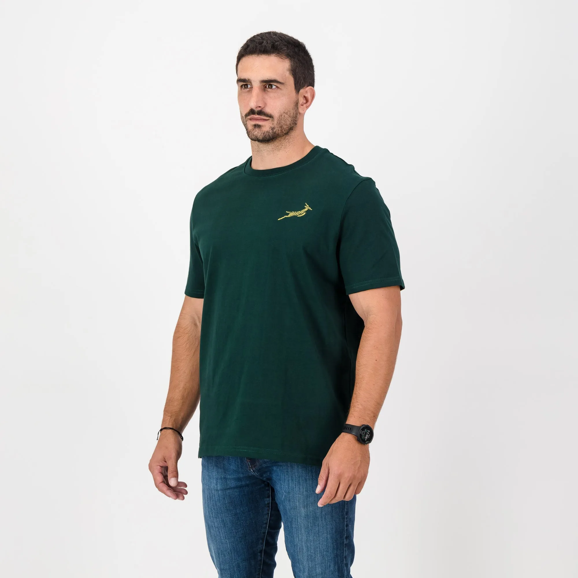 Springboks Zig Zag Bok Regular Crew Tee-OS Green