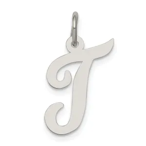 Sterling Silver Medium Script Initial T Charm