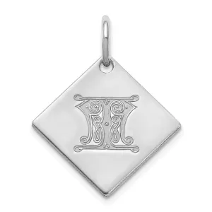 Sterling Silver Polished Gold Letter T Initial Charm