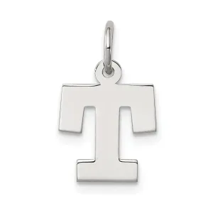 Sterling Silver Small Block Initial T Charm