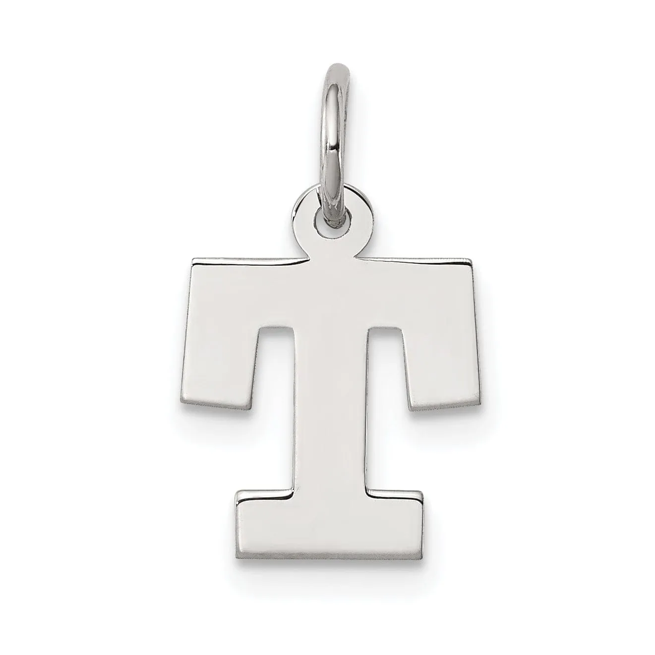 Sterling Silver Small Block Initial T Charm