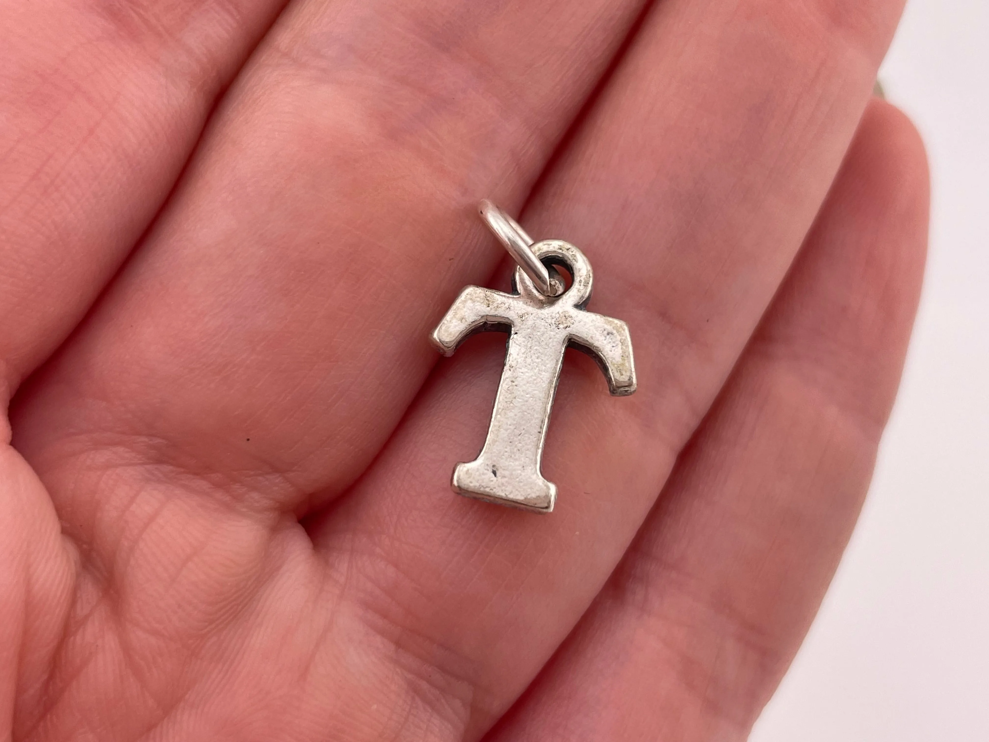 sterling silver 'T' letter initial pendant