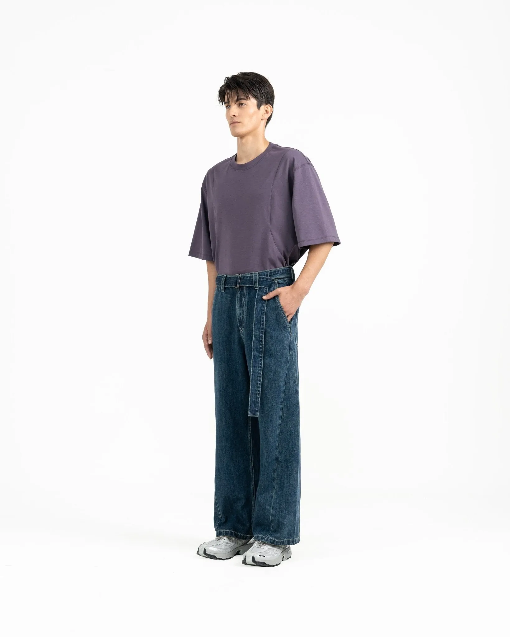 Straight Leg Belted Jeans