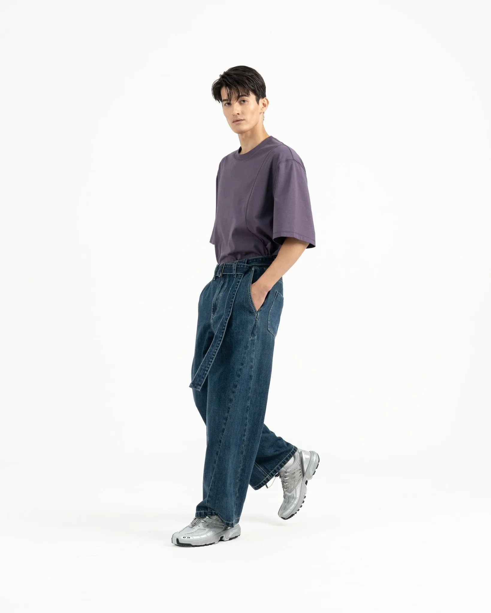 Straight Leg Belted Jeans