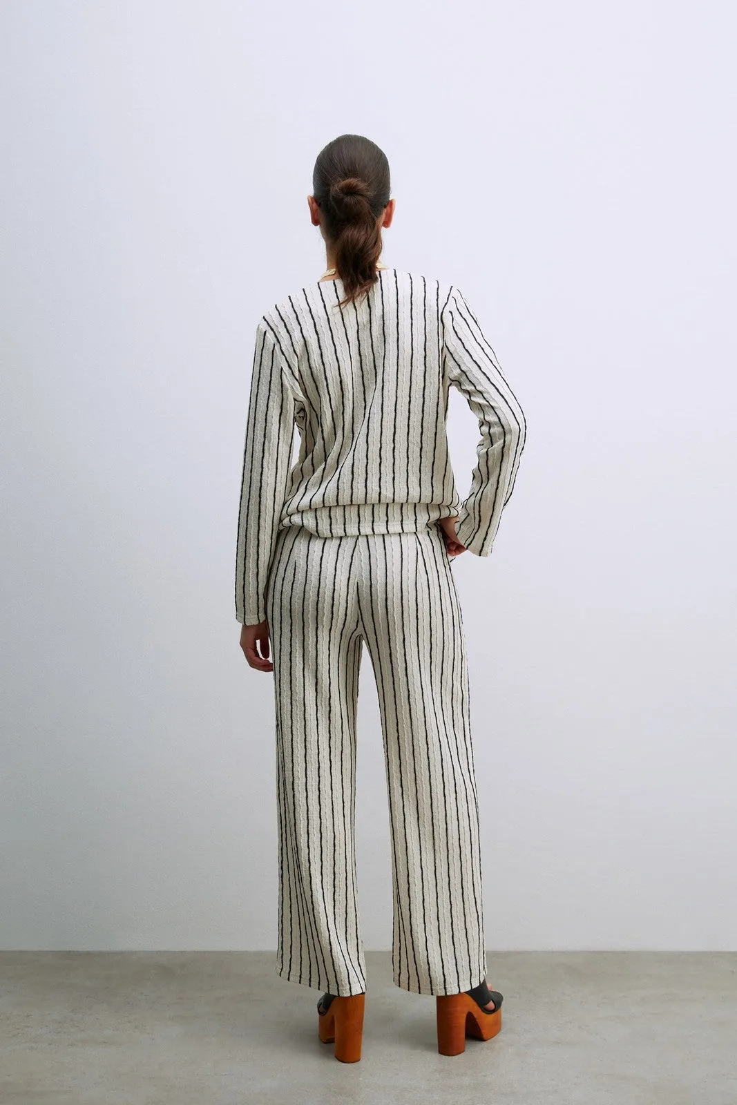 Structured trousers - Print Blanc