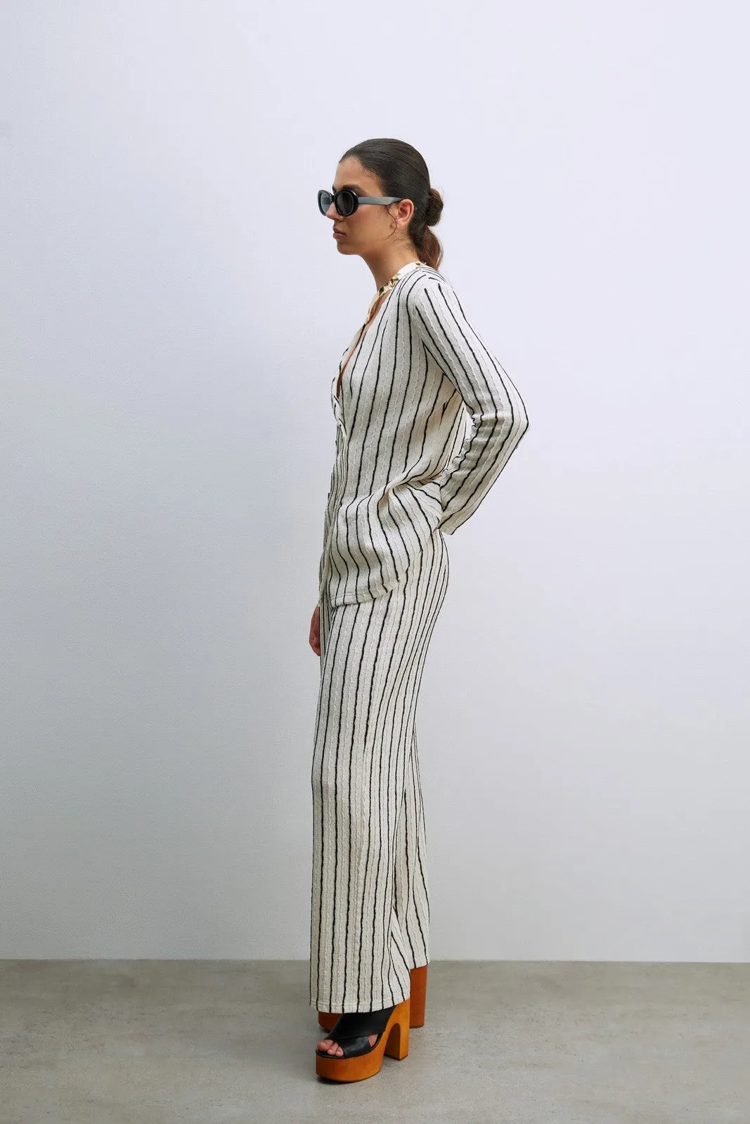Structured trousers - Print Blanc