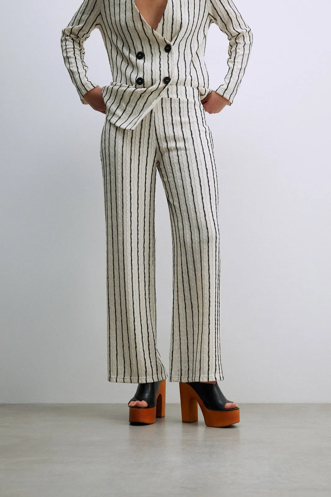 Structured trousers - Print Blanc