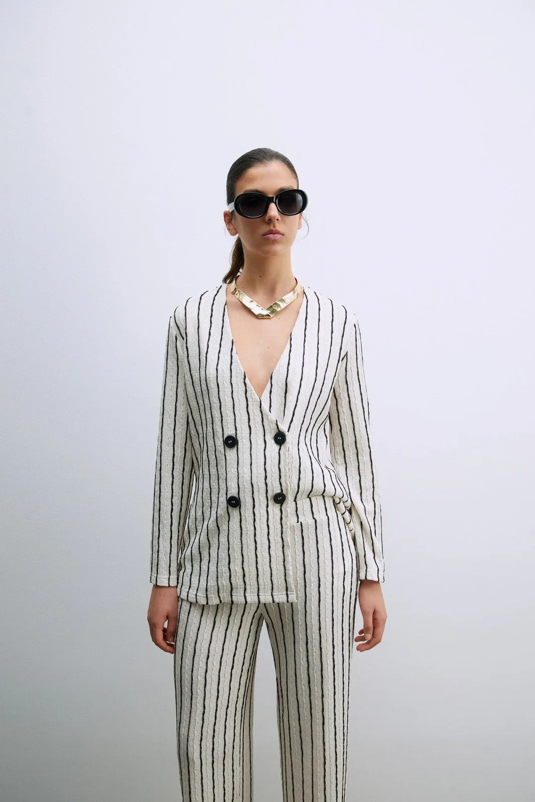 Structured trousers - Print Blanc