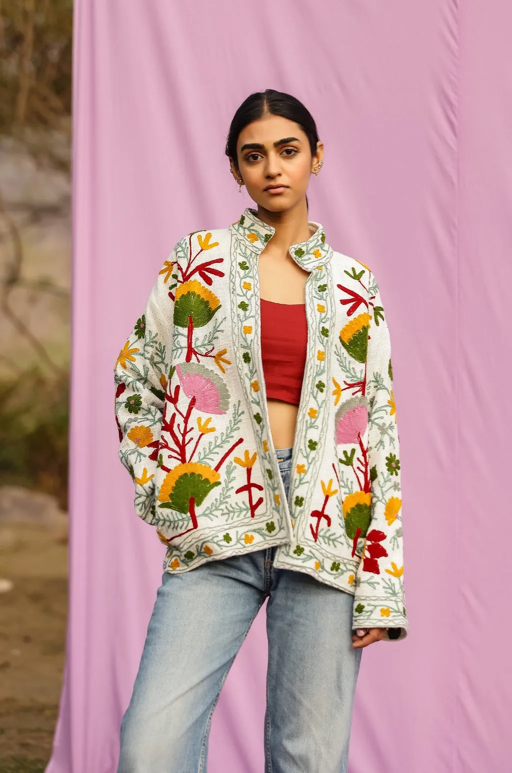 Sujani Art Summer Jacket  Green