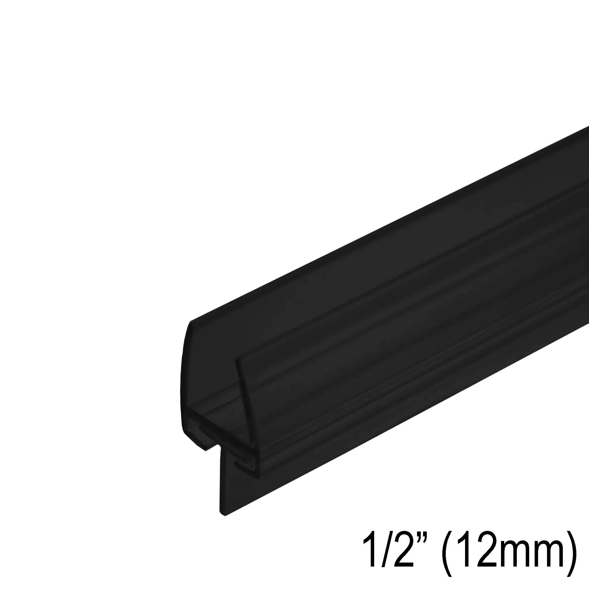 Sweep - 'T' Seal (2 Piece Sweep) for 1/2" Glass (95") (Ultra Clear, Black)