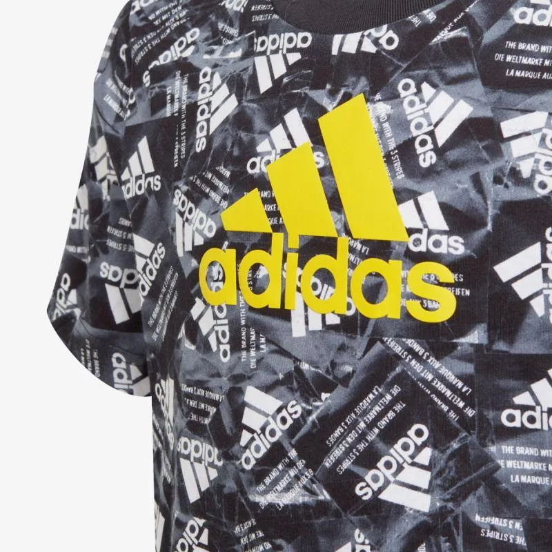 T-SHIRT MAGLIA BIIMBO BIMBA ADIDAS LOGO BAMBINO JUNIOR BIANCO NERA