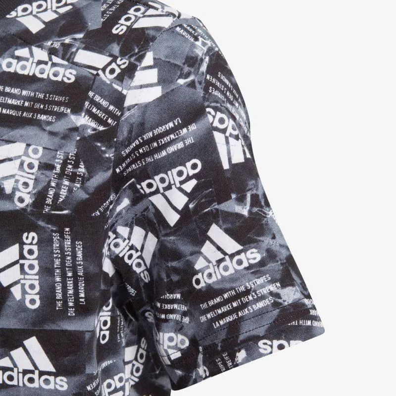 T-SHIRT MAGLIA BIIMBO BIMBA ADIDAS LOGO BAMBINO JUNIOR BIANCO NERA