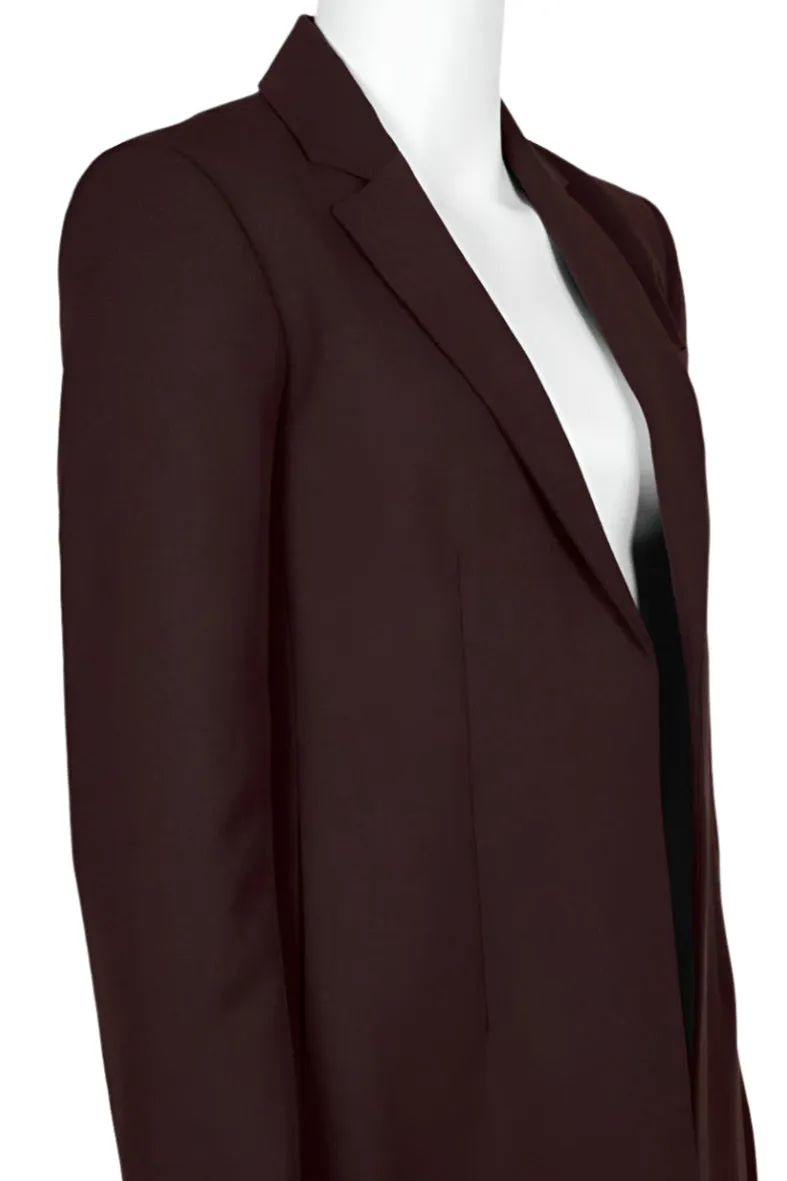 Tahari ASL Notched Collar Open Front Long Sleeve Crepe Jacket