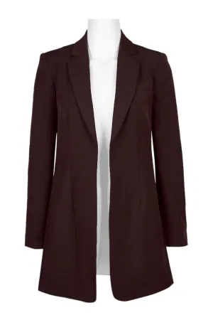 Tahari ASL Notched Collar Open Front Long Sleeve Crepe Jacket